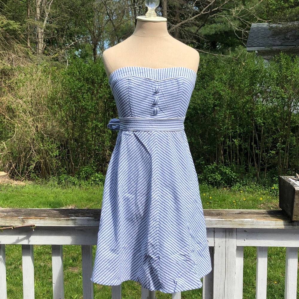 Seersucker Strappless Dress